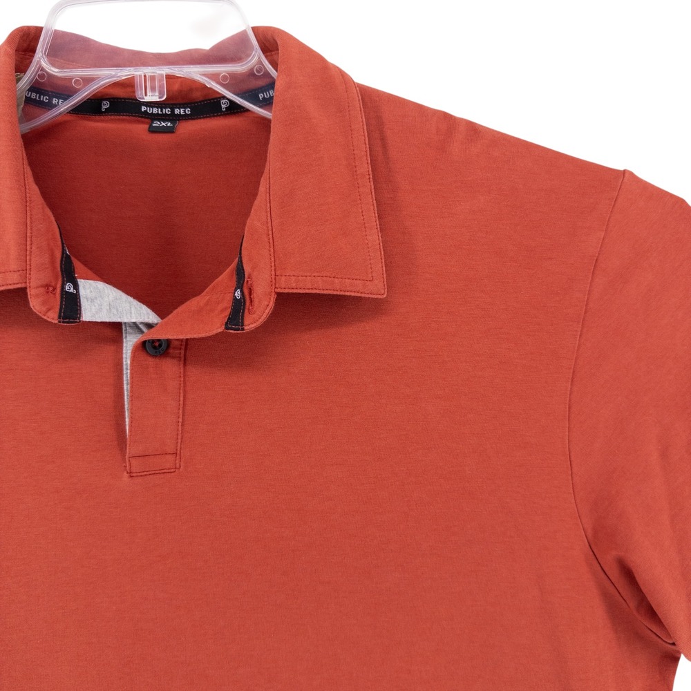 Public Rec Men's 2XL Go To Polo Shirt Rust Orange Athletic Stretch‎ Pima Blend